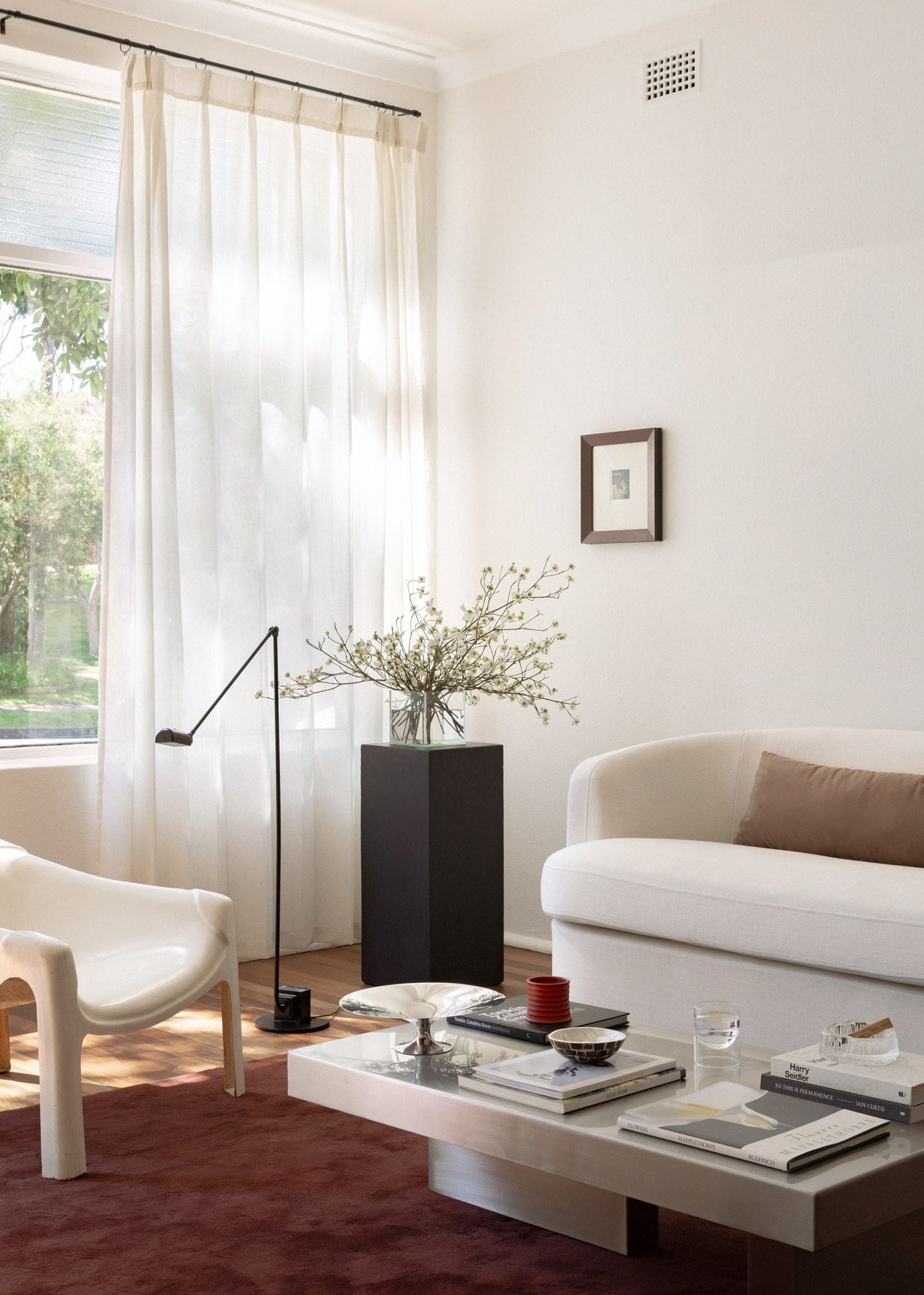 The studio's north-facing window and lounge area